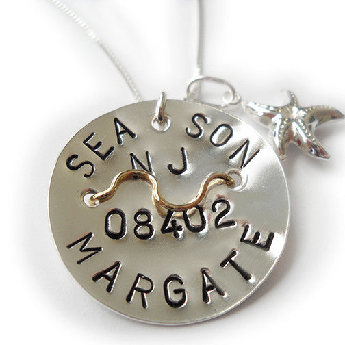 Margate Beach Tag Pendant and Necklace