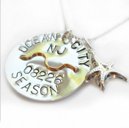 Ocean City Beach Tag Pendant and Necklace