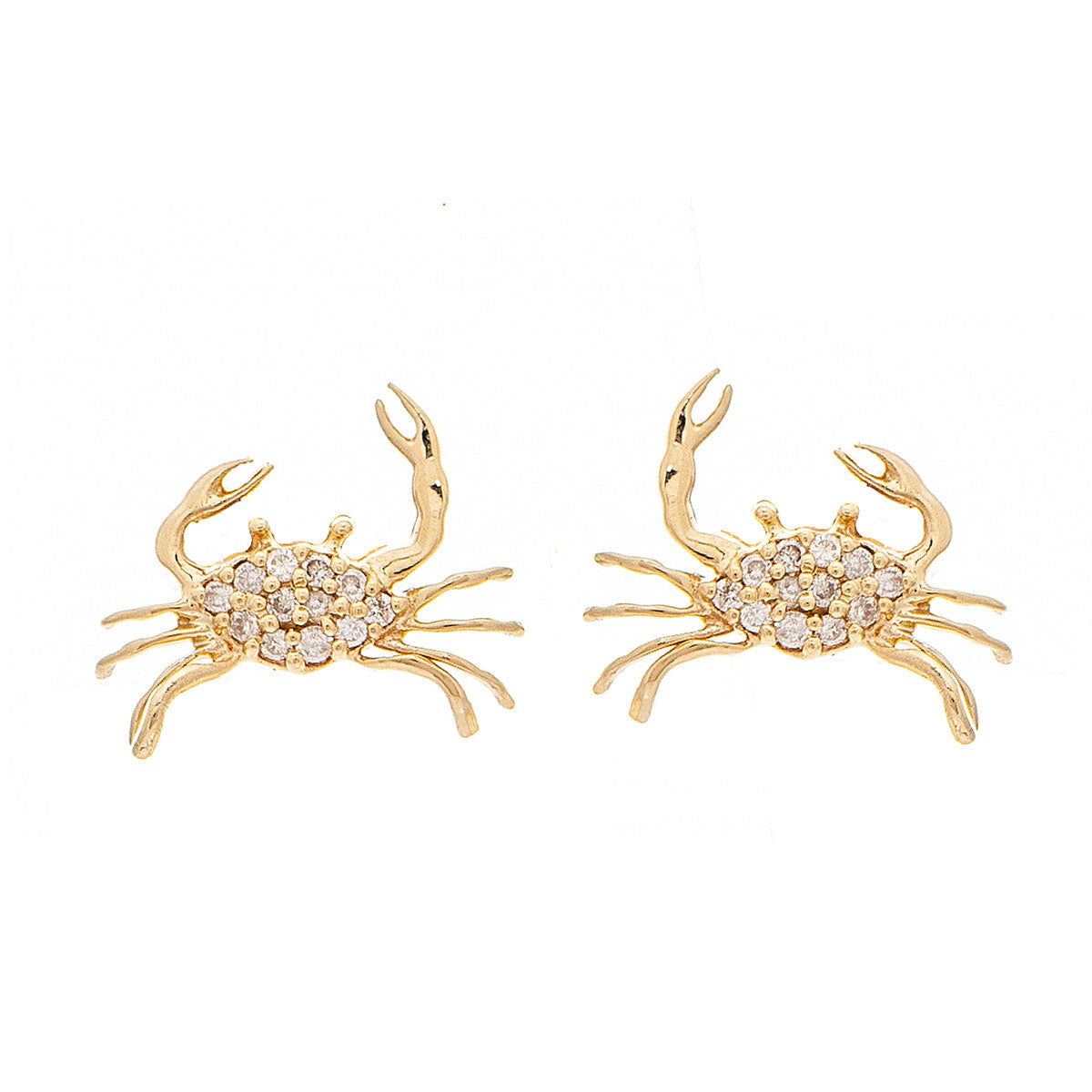 14kt Yellow Gold Crab Earrings