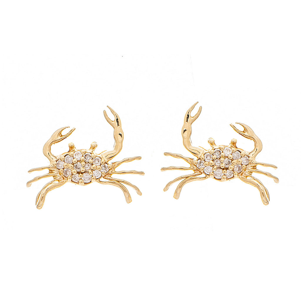 14kt Yellow Gold Crab Earrings