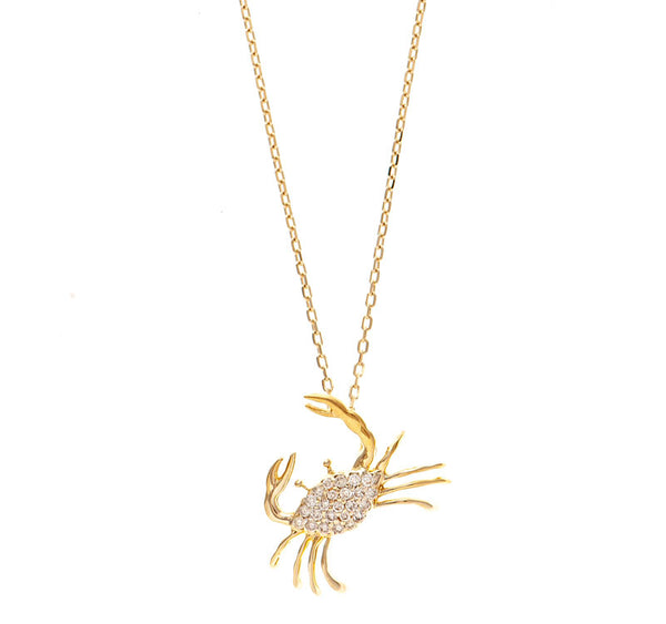 14kt Yellow Gold Crab Necklace
