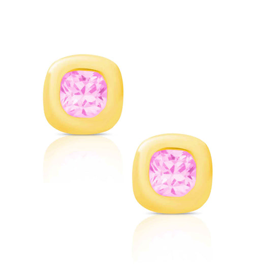Gold with Pink CZ Earrings