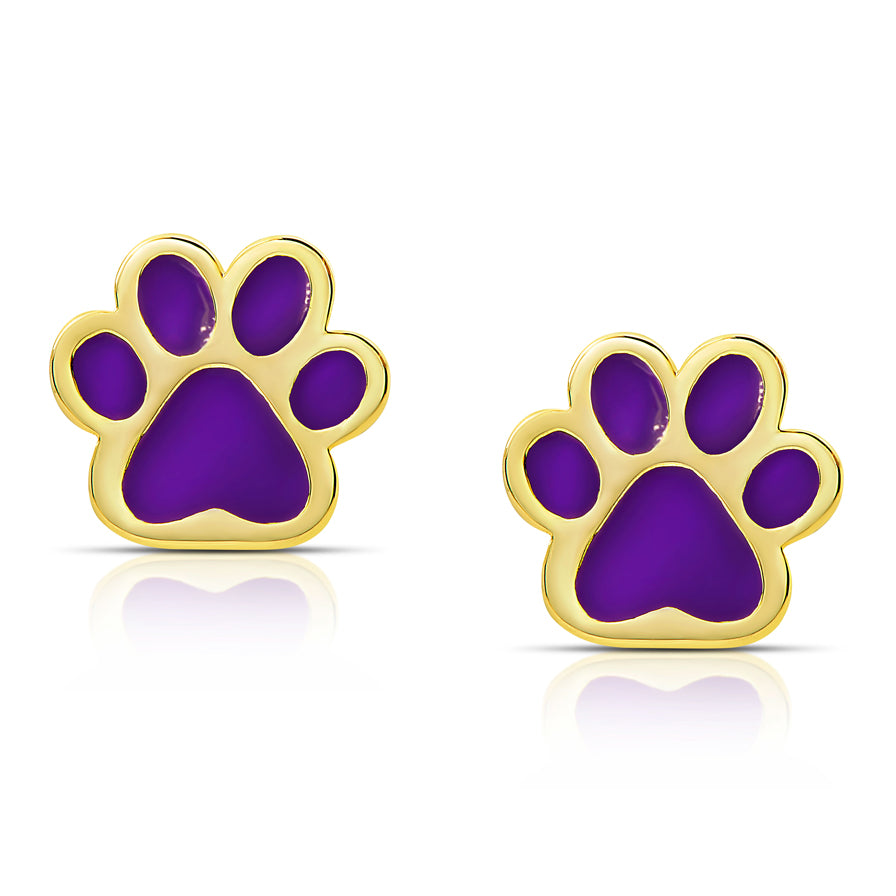 Purple Paw Print Earrings
