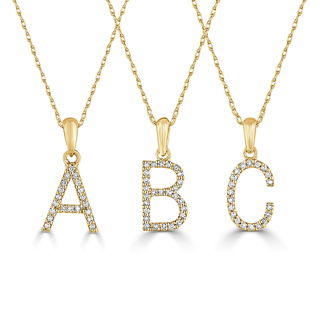 Diamond Initial Necklace - yellow gold