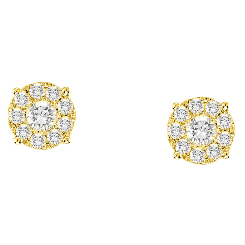 Stunning 14kt Gold Diamond Stud Bezel Earrings