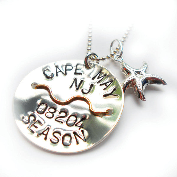 Cape May Beach Tag Pendant and Necklace