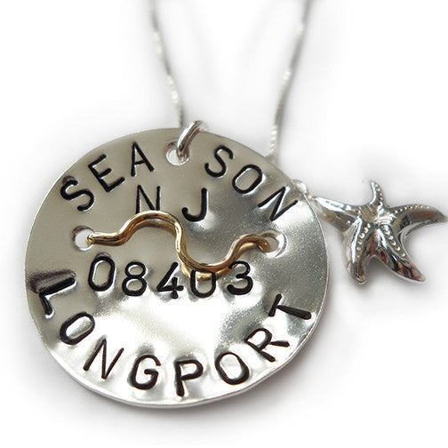 Longport Beach Tag Pendant and Necklace.