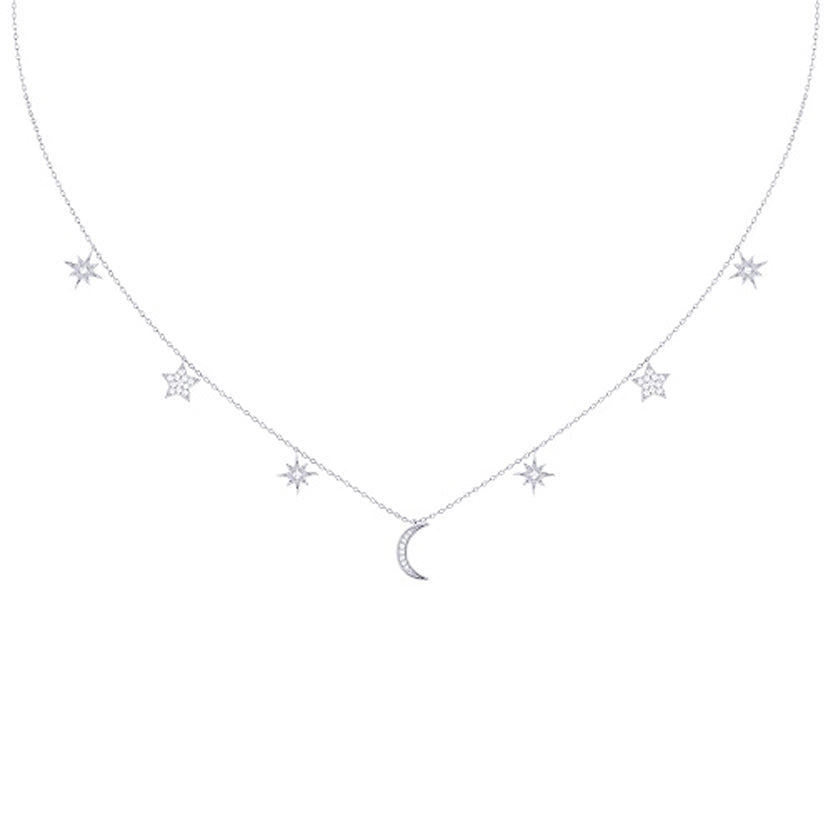 Moon and Star Necklace in 14Kt Gold