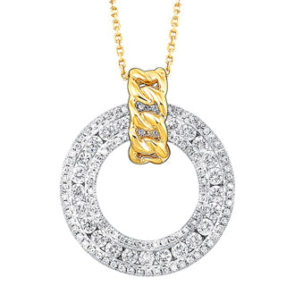 14Kt Circle Necklace with .75ct Diamonds
