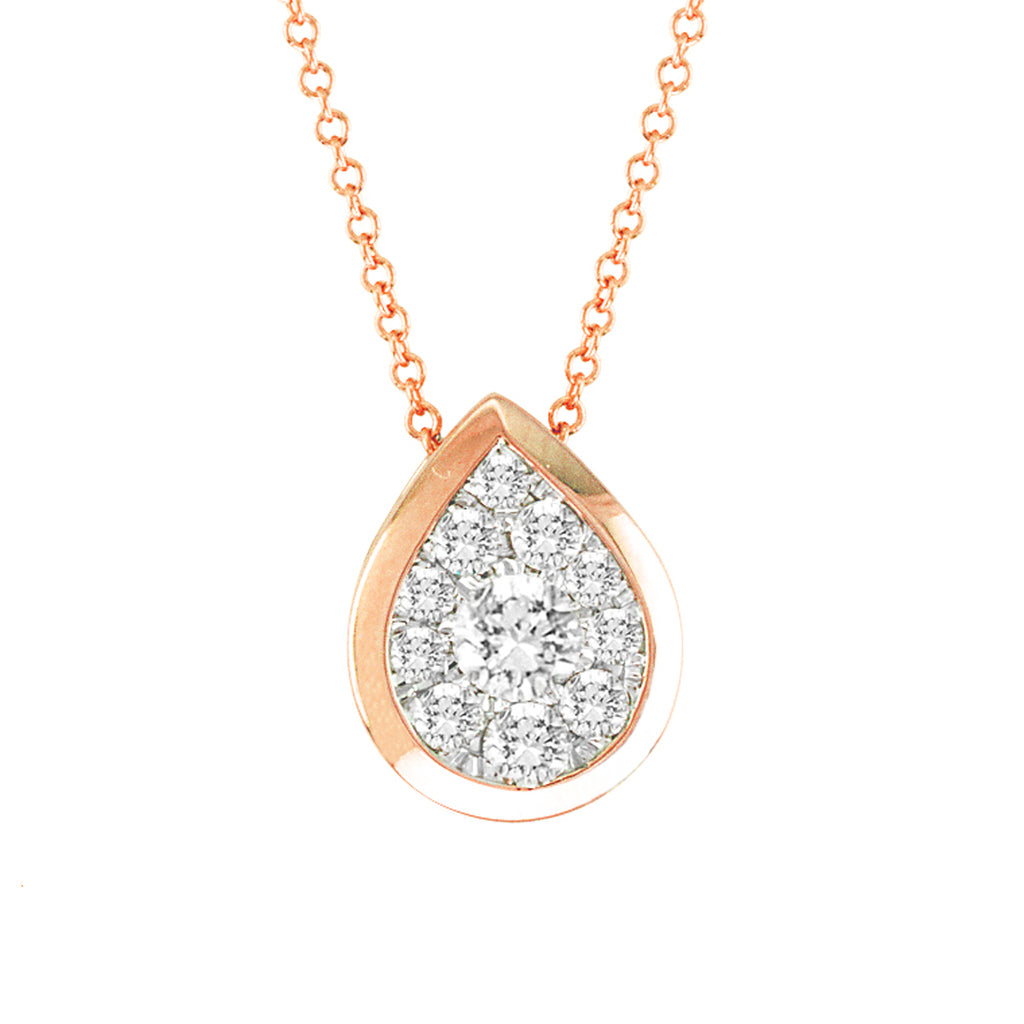 14kt Pear-Shape Rose Gold Bezel Necklace