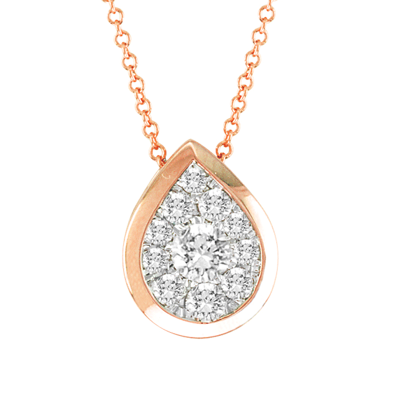 14kt Gold Pear-Shape Necklace with .15ctTW diamonds.