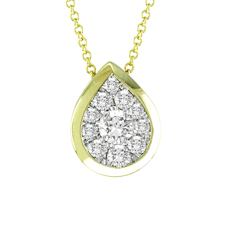14kt Gold Pear-Shape Necklace with .15ctTW diamonds.