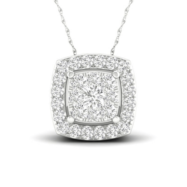Stunning Cushion Halo Cut Diamond Necklace