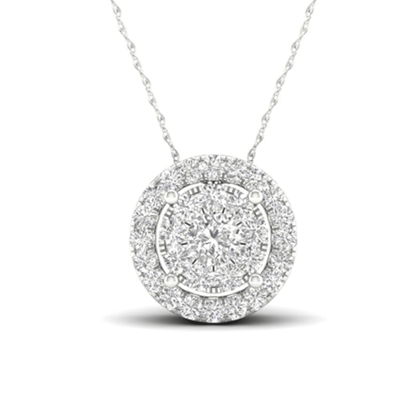 Elegant Round Halo Diamond Necklace