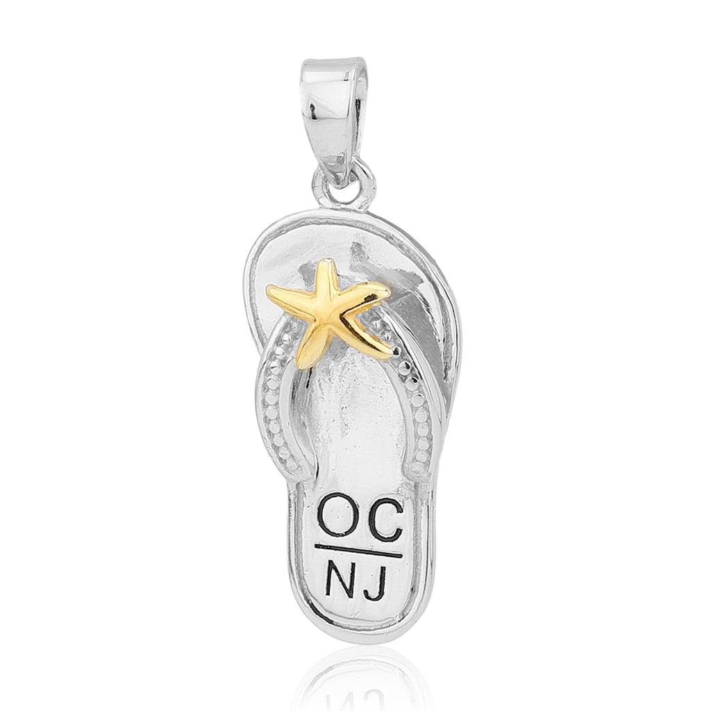 OC Sterling Silver Flip Flop with Gold Vermeil Accents