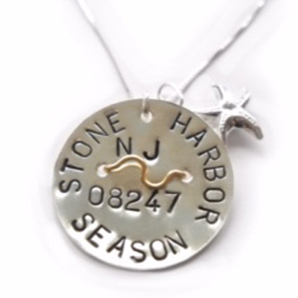 Stone Harbor Beach Tag Pendant and Necklace