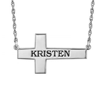 Henry's Personalized Sideway Cross Name Necklace (16x28mm)