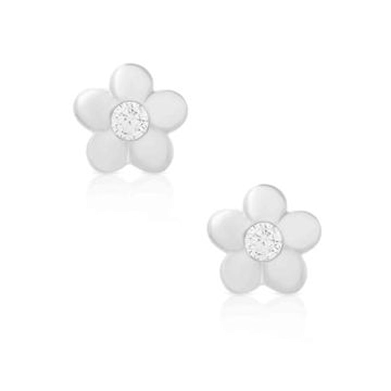 Silver Flower Post Earrings for Kids